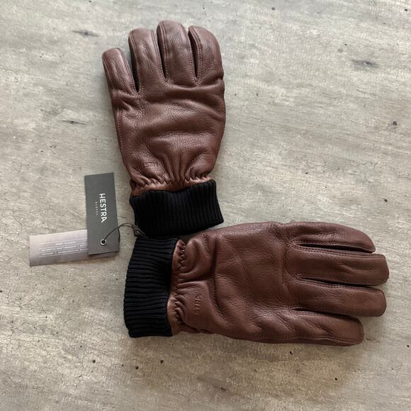 Hestra Tore Deerskin Leather Chocolate Brown Hand Gloves 10 NEW Lined Primaloft - Picture 3 of 7